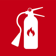 Label Fire extinguisher Sign on red background