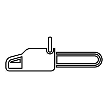 recommend clip art: Chainsaw Petrol chain saw Lumberjack tool contour outline icon black color vector illustration flat style image