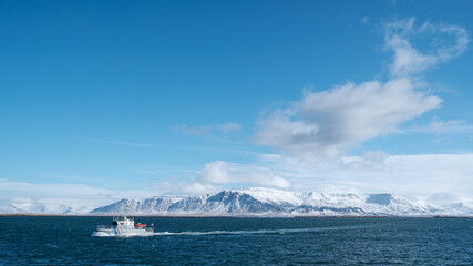 Small boat from the icelandic coast guard sailing