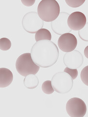 3D Rendering Pink or Transparent Acrylic Glass Spheres Abstract Background.