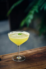Fresh mint yellow cocktail drink