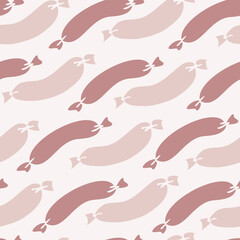 Vector seamless pattern with silhouettes of sausages. Design with hand drawn sausages.