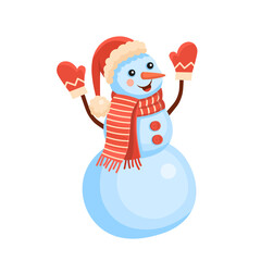 Snowman wearing in hat and scarf.Concept of  winter and christmas banner, sticker label and greeting card.
