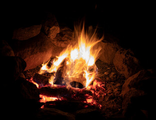 Campfire after sunset