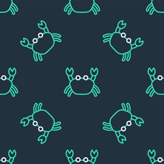 Line Crab icon isolated seamless pattern on black background. Vector