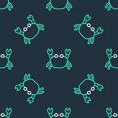 Wallpaper murals Ocean animals Line Crab icon isolated seamless pattern on black background. Vector
