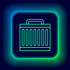 Glowing neon line Car radiator cooling system icon isolated on black background. Colorful outline concept. Vector