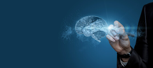 Concept of working with artificial intelligence in business.