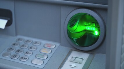 ATM Numeric Keyboard and Anti Skimming Anti Phising Card Reader Slit Cover with Green Blinking LED