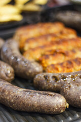 Grilled homemade sausage with spices. Traditional polish food