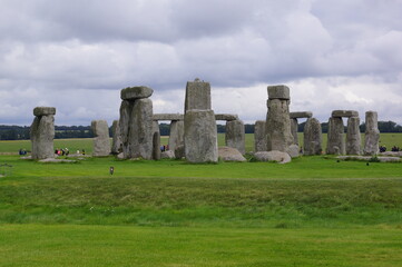 Fototapeta na wymiar Amesbury, Wiltshire (UK): panoramic view of the stones of Stonehenge