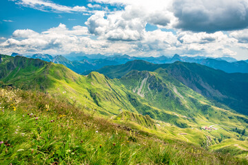 Fototapeta premium Summer day trekking in the Carnic Alps, Friuli Venezia-Giulia, Italy