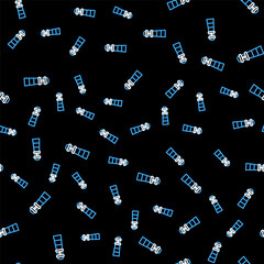 Fototapeta premium Line Lighthouse icon isolated seamless pattern on black background. Vector