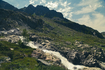 The beautiful mountains and lakes over La Thuile in a summer day