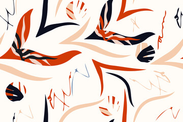 Tropical leaves. Exotic pattern. Creative seamless background. Fashion template for design, clothing, textiles