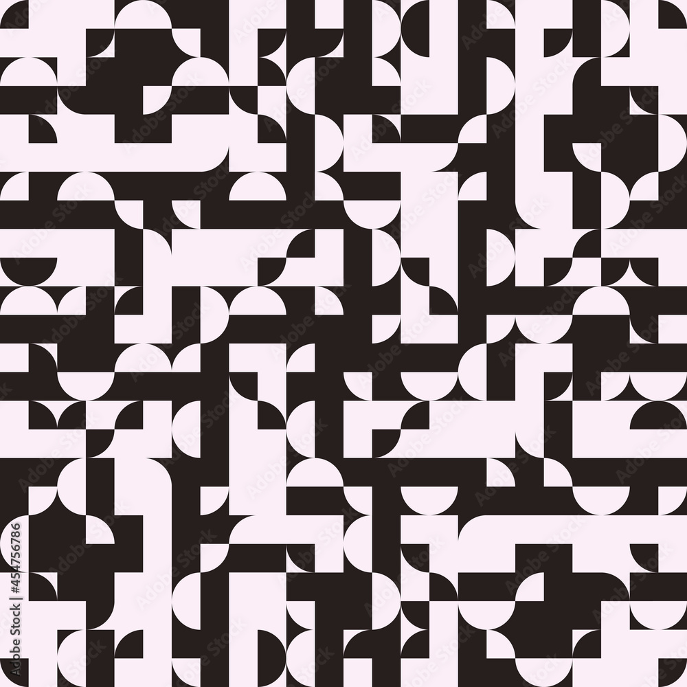 Aufkleber White and black abstract geometric shapes. Rounded parts of circles pattern. Art pattern with geometric circles.