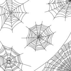 Cobweb vector illustration for Halloween decoration. Black spiderweb on corner white background. Isolated vector element hand drawn line.