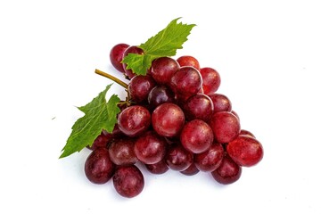 dark red grapes isolated on white background