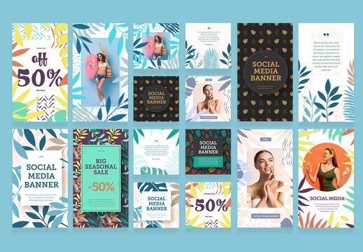 20 Social Media Banners Tropical Style
