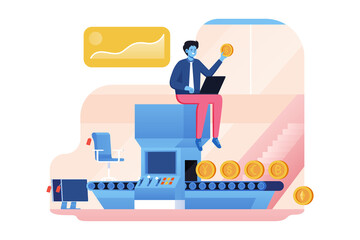 Crypto Coin Exchange Machine Vector Illustration