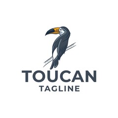toucan bird logo standing on tree trunk