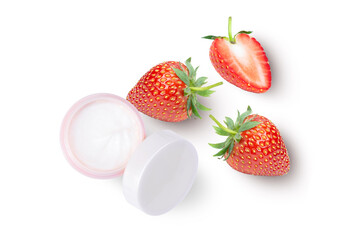 Natural organic cosmetics with strawberry skincare cream