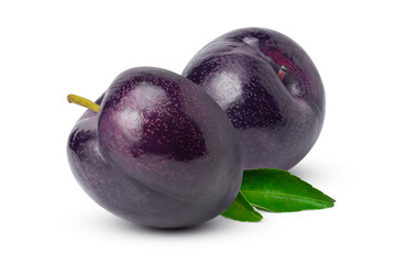 plums, prune with leaves