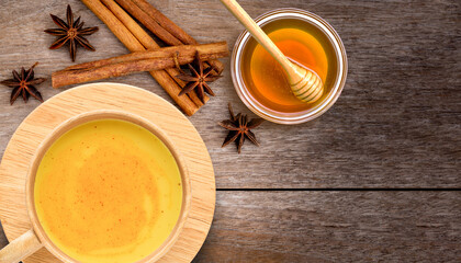 Turmeric golden milk with honey