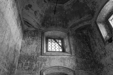 the interior of an abandoned church