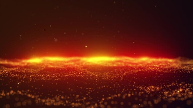 Golden Glitter Sparkling Magic light. Shining gold Dust particles Trail Crossing sparkles on black background 4K. Birthday, Anniversary, new year, event, Christmas, Festival, Diwali.