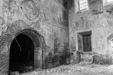 the interior of an abandoned temple