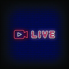 Obraz premium Live Neon Signs Style Text Vector