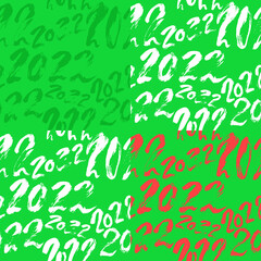 2022 modern dry brush lettering seamless pattern. New year vector background.