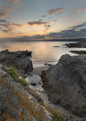 Fototapeta na wymiar Sunset over Looe from Sharrow Point on the south east Cornish coast