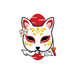 Fototapeta na wymiar Japanese kitsune mask, Vector illustration eps.10