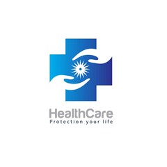 cross health service for medical logo designs with hand care