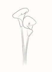 Abstract Line Flowers Prints Set Continuous Line Art. Vector Beauty Illustration.