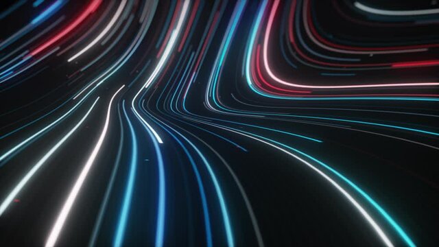 Abstract background of topographic map concept. Contour map. 3d render. Valleys and mountains. Geography concept. Wavy backdrop. Space surface. magic neon light curved swirl line