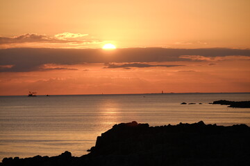 A sunset at Batz-sur-mer in the west of France. Summer 2021.