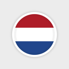 Flag of The Netherlands with circle frame and white background