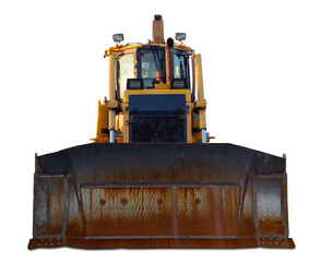 bulldozer on white background construction equipment earth mover heavy job yellow isolated machine