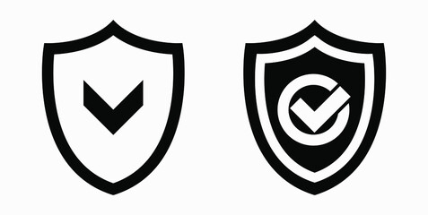 Protection icon with ok. Warranty. Protection. Service. Shield with a ok sign. Vector icon.