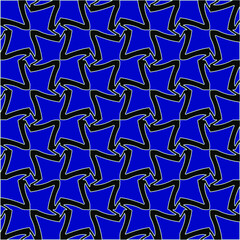 vector pattern in geometric ornamental style. Black and white and blue pattern.
