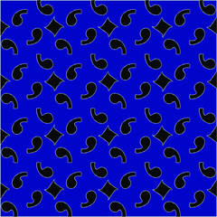 vector pattern in geometric ornamental style. Black and white and blue pattern.