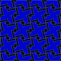 vector pattern in geometric ornamental style. Black and white and blue pattern.