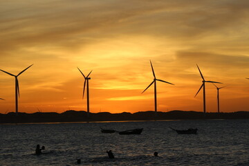 wind turbines at sunset, Icaraí de Amontada, Ceará, Brasil