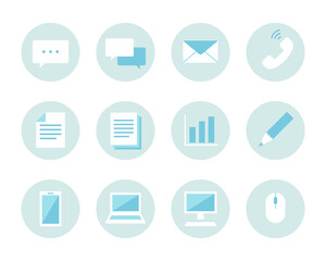 ビジネスで使えるシンプルアイコンセット（青系）