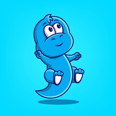 cute blue dino cartoon vector illustration