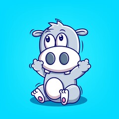 cute hippopotamus cartoon vector illustration