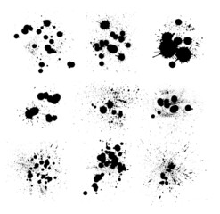 Fototapeta premium Grunge ink blots. Black paint splash vector.